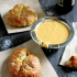 Pretzel rolls with beer cheese sauce