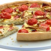 Quiche with chicory, ham and cream cheese